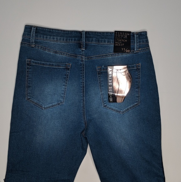 Tinseltown High Rise Skinny Distressed Jeans NEW - Picture 6 of 8